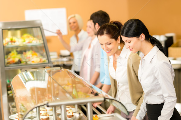 Cafeteria lunch two office woman choose food Stock photo © CandyboxPhoto