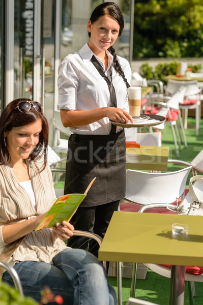 Woman checking menu waitress bringing order coffee Stock photo © CandyboxPhoto