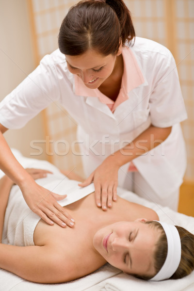Skincare - woman cleavage massage at salon Stock photo © CandyboxPhoto