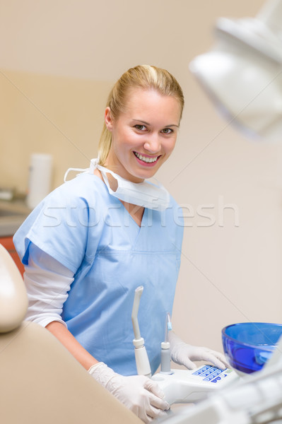 Sonriendo dentales practicante médicos herramientas mujer Foto stock © CandyboxPhoto