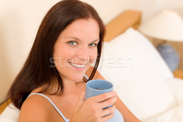 Bedroom - young woman drink coffee in bed Stock photo © CandyboxPhoto