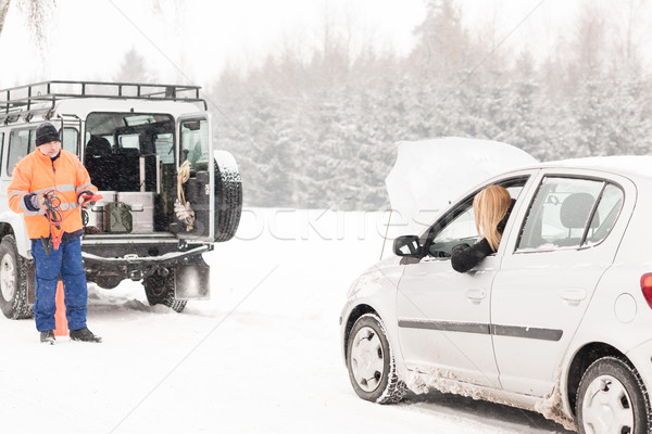 Winter car assistance man help woman breakdown Stock photo © CandyboxPhoto