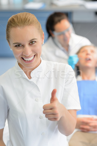 Dental assistant dentist checkup patient  thumbup Stock photo © CandyboxPhoto