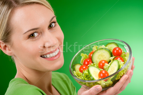 Foto stock: Mulher · vegetal · salada · verde