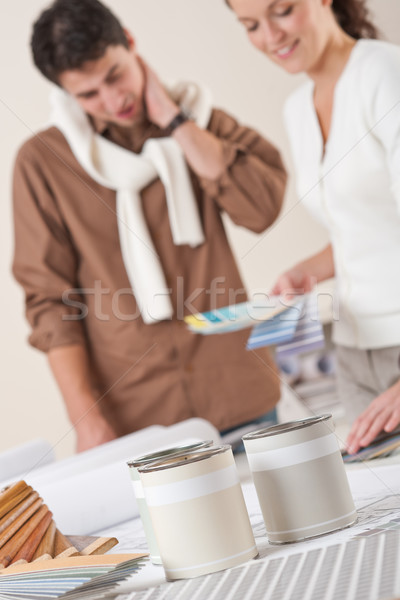 Two interior designer working at office with color swatch Stock photo © CandyboxPhoto