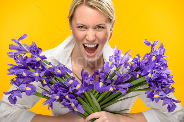 Woman with spring iris flower roar Stock photo © CandyboxPhoto