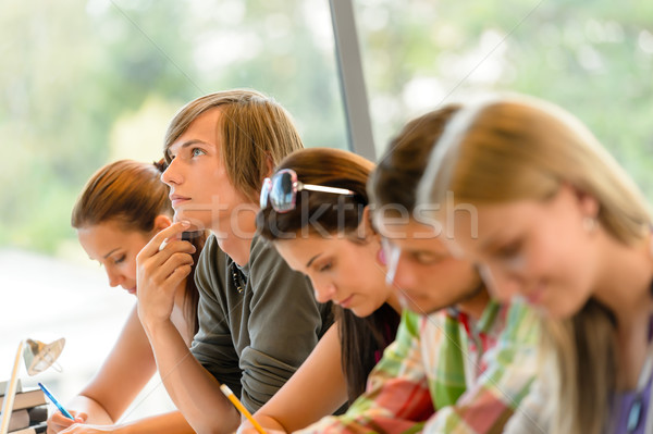 High-school student thinking at exam class teens Stock photo © CandyboxPhoto