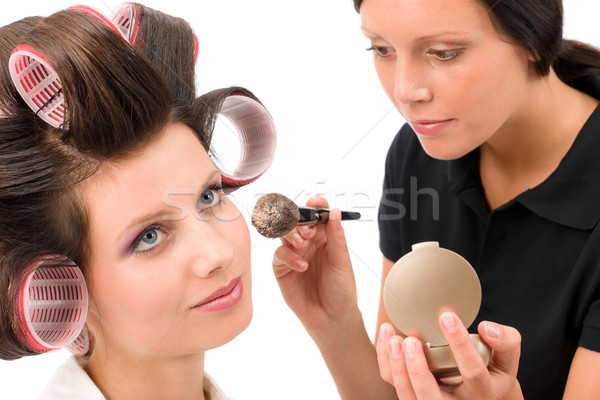 Make-up artist woman fashion model apply powder Stock photo © CandyboxPhoto