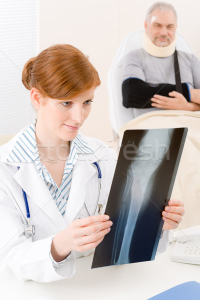 Stock photo: Doctor office - female physician x-ray patient