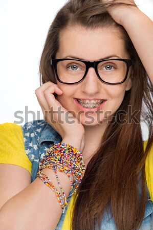 Sensual girl wearing geek glasses isolated Stock photo © CandyboxPhoto