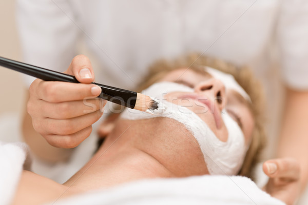 Male cosmetics - facial mask in salon Stock photo © CandyboxPhoto