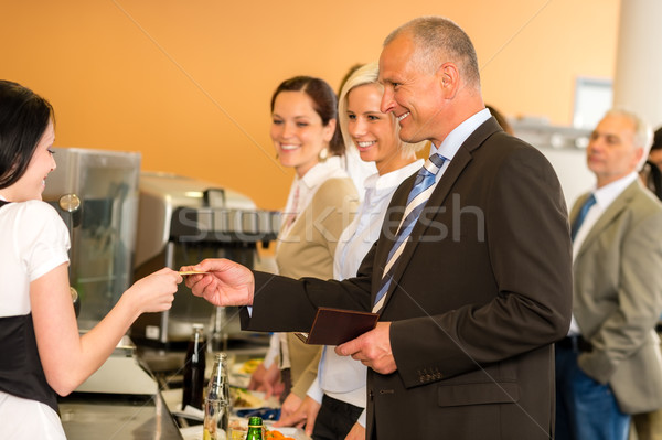 Cafeteria business man pay by credit card cashier Stock photo © CandyboxPhoto