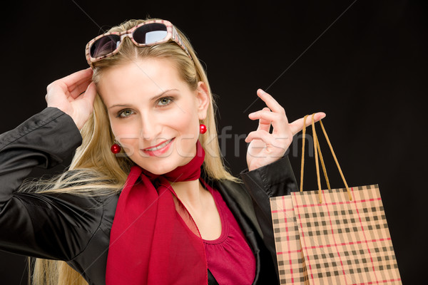 Stok fotoğraf: Alışveriş · kadın · moda · mutlu · çanta · portre
