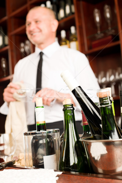 Wine bar bottles waiter in restaurant Stock photo © CandyboxPhoto