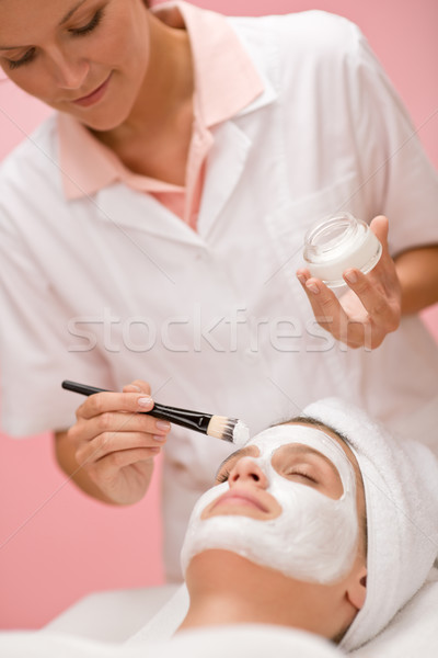 Maschera donna salone di bellezza bellezza femminile pennello Foto d'archivio © CandyboxPhoto