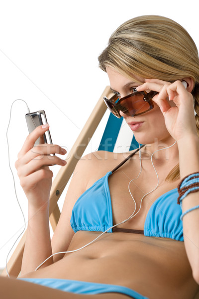 Beach - Happy woman in bikini relax with music Stock photo © CandyboxPhoto
