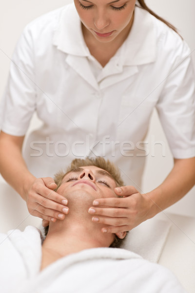 Stock photo: Male cosmetics - facial massage