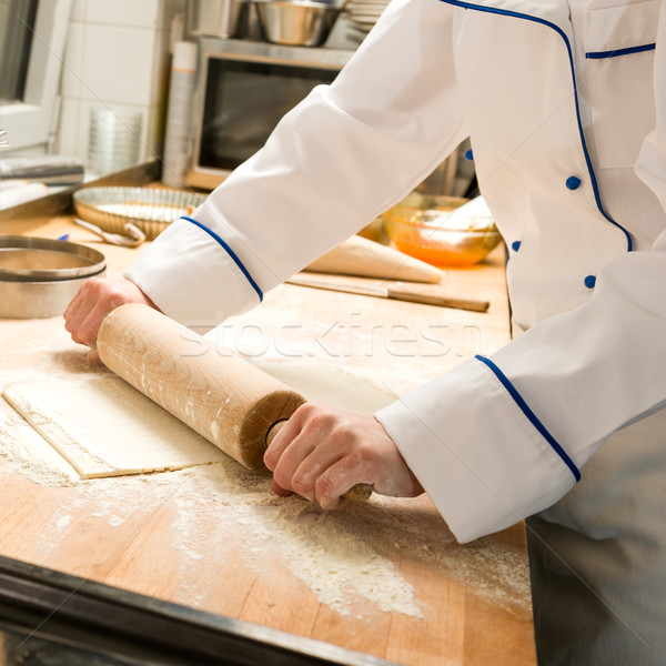 Cook rolling dough kitchen with rolling pin Stock photo © CandyboxPhoto