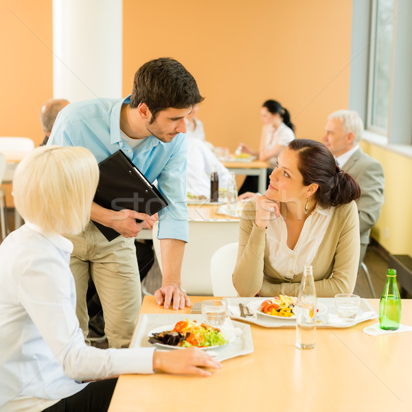 Lunch break office colleagues eat salad cafeteria Stock photo © CandyboxPhoto