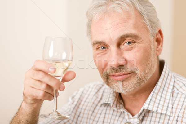 Supérieurs homme mûr verre vin blanc portrait [[stock_photo]] © CandyboxPhoto