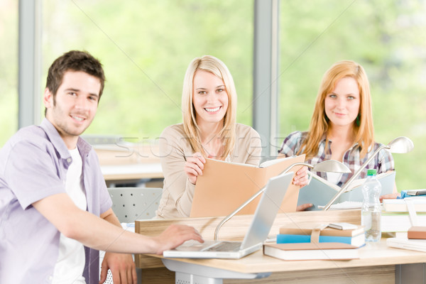 Stock photo: Group of young high school students learning 