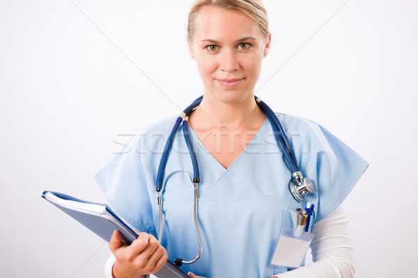 Foto stock: Médico · pessoa · enfermeira · jovem · médico · feminino