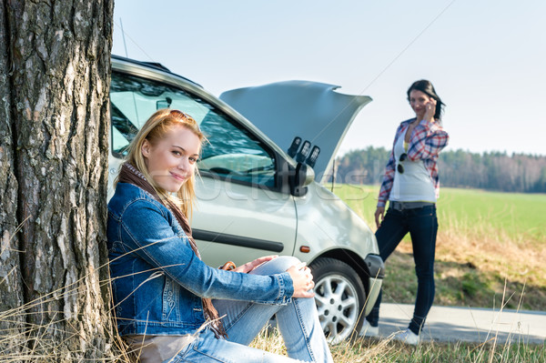 Car defect two women waiting for help Stock photo © CandyboxPhoto