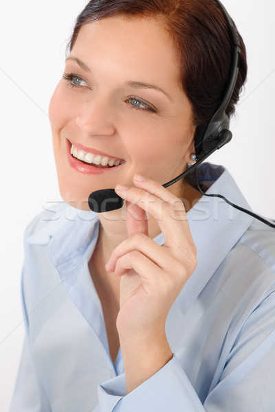 Amigável ajudar secretária mulher sorrindo call center operador Foto stock © CandyboxPhoto