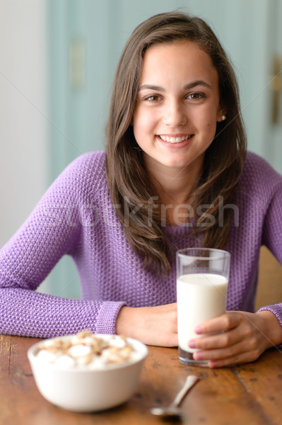 Sorridere vetro latte cereali Foto d'archivio © CandyboxPhoto