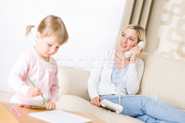Little girl draw with color pencil in lounge Stock photo © CandyboxPhoto