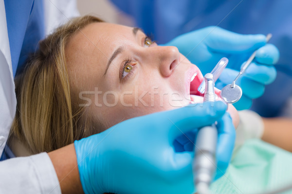 Dental check-up close-up female mouth Stock photo © CandyboxPhoto