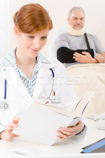Doctor office - female physician book computer Stock photo © CandyboxPhoto