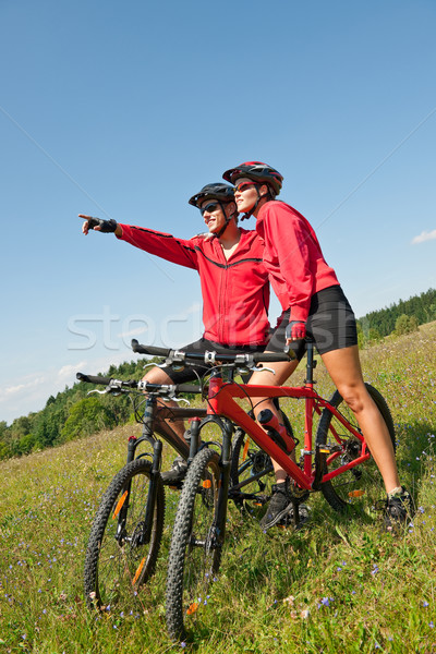 Equitación bicicleta de montana primavera pradera naturaleza Foto stock © CandyboxPhoto