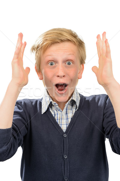 Surprised teenage boy screaming thrilled Stock photo © CandyboxPhoto