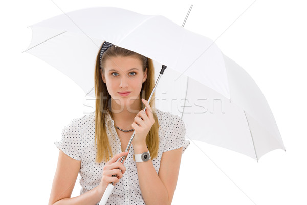 Fashion - young woman umbrella designer clothes Stock photo © CandyboxPhoto