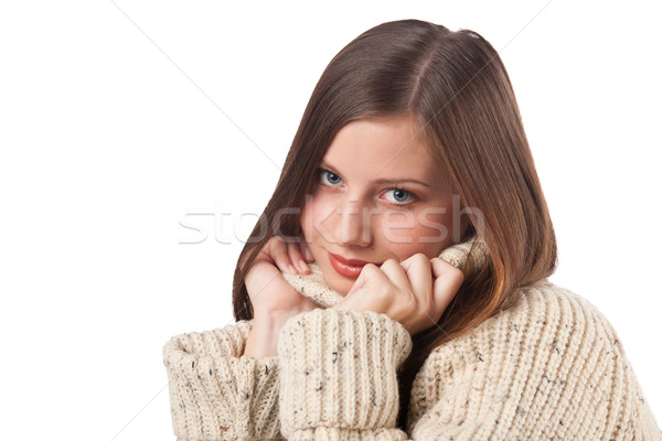 Portrait belle jeune femme col roulé blanche [[stock_photo]] © CandyboxPhoto