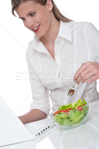 Stockfoto: Vrouw · lunchpauze · kantoor · witte · business