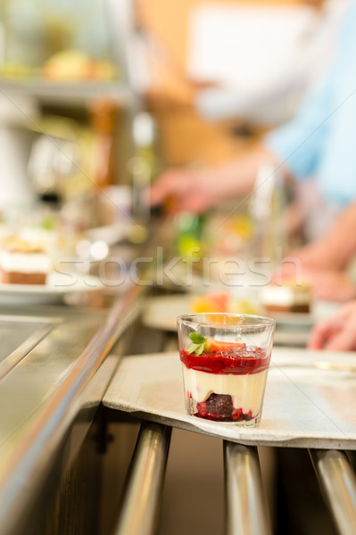 Forest fruit dessert on serving tray cafeteria Stock photo © CandyboxPhoto