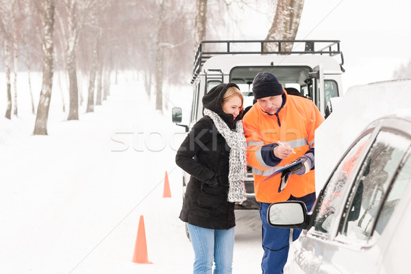 Woman fill document broken car snow mechanic  Stock photo © CandyboxPhoto
