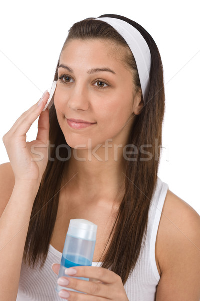 Beauty facial care - Teenager woman cleaning acne skin  Stock photo © CandyboxPhoto