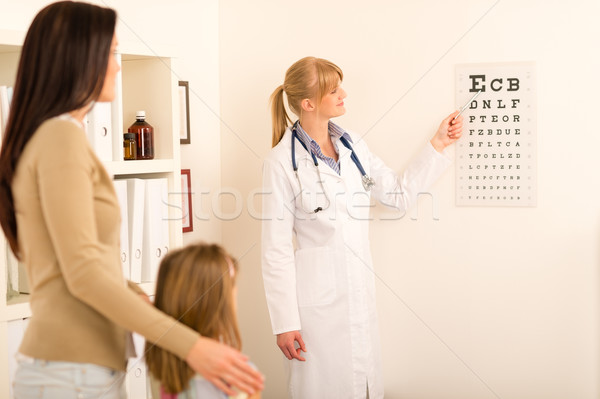 Kinderarts wijzend medische kantoor vrouwelijke oog Stockfoto © CandyboxPhoto
