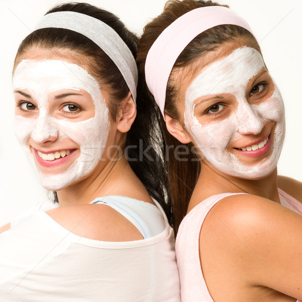 Happy caucasian girls wearing facial mask Stock photo © CandyboxPhoto