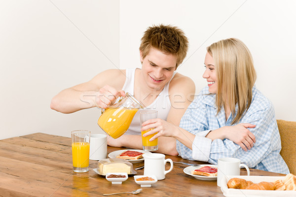Stockfoto: Ontbijt · gelukkig · paar · genieten · romantische · ochtend