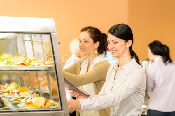 Cafeteria lunch young woman take salad plate Stock photo © CandyboxPhoto