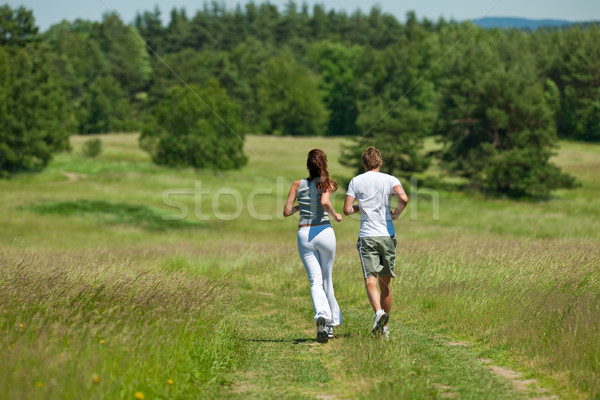 Imagine de stoc: Jogging · în · aer · liber · primăvară · natură