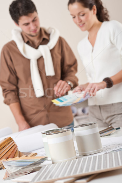 Two interior designer working at office with color swatch Stock photo © CandyboxPhoto