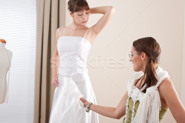 Divat modell fehér esküvői ruha designer profi Stock fotó © CandyboxPhoto