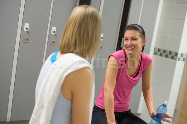 Smiling woman talking with friend changing room Stock photo © CandyboxPhoto