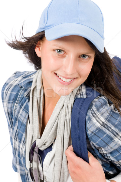 Smiling female teenager wear cool outfit schoolbag Stock photo © CandyboxPhoto