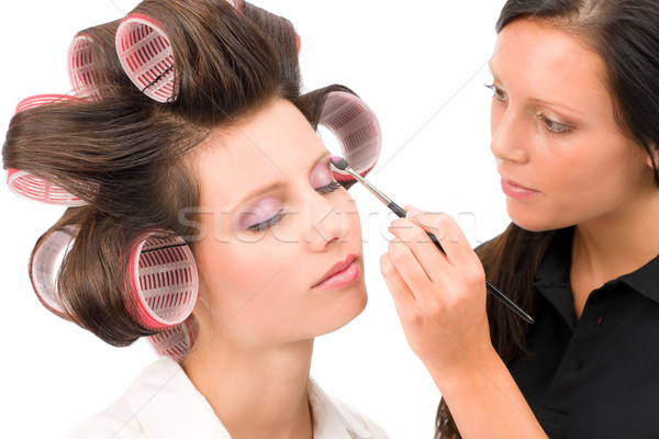 Make-up artist woman fashion model apply eyeshadow Stock photo © CandyboxPhoto